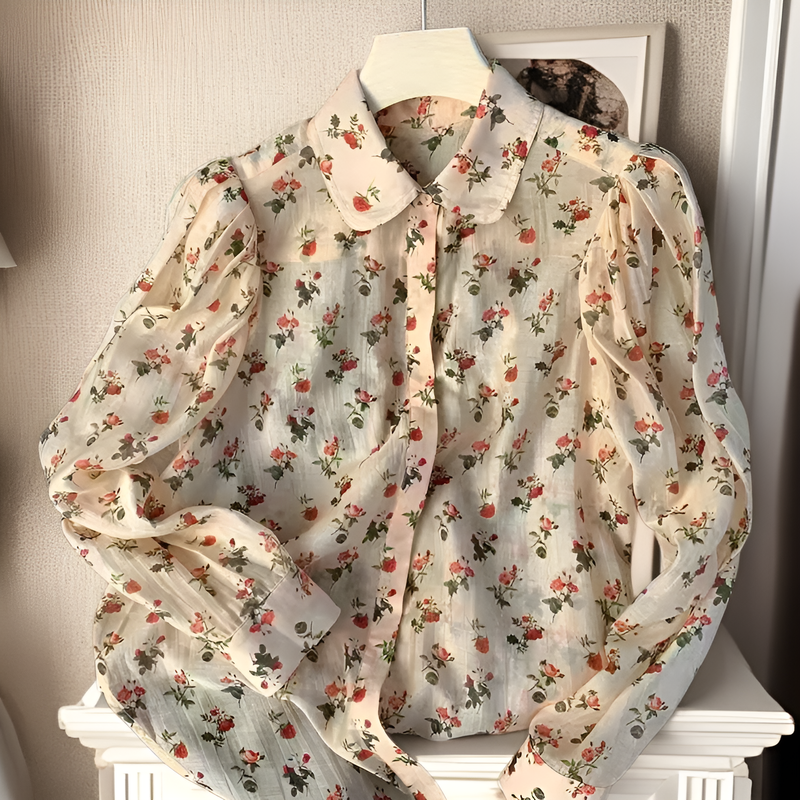 レトロ柄レディース長袖シャツ