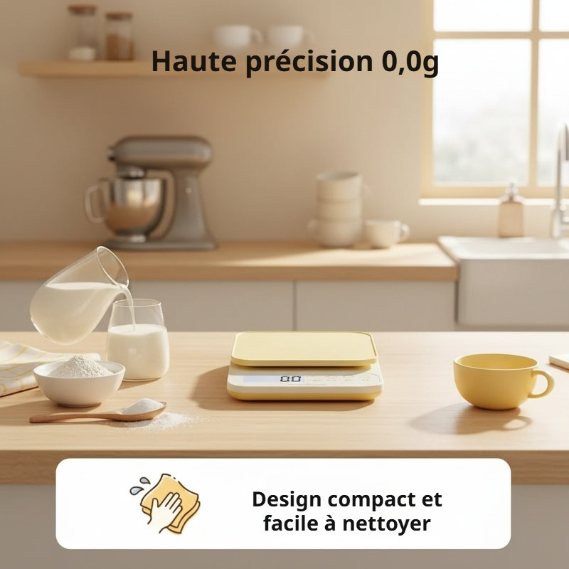 Balance électronique de cuisine haute précision compacte vue de face