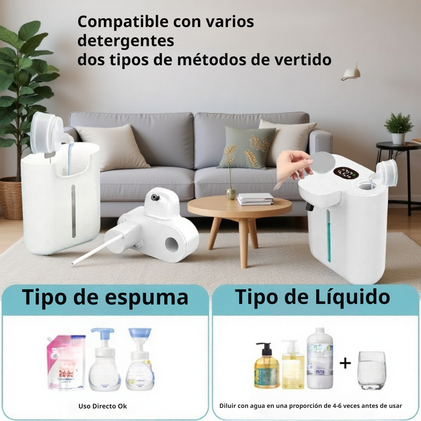 Uso del dispensador de jabón recargable en cocina