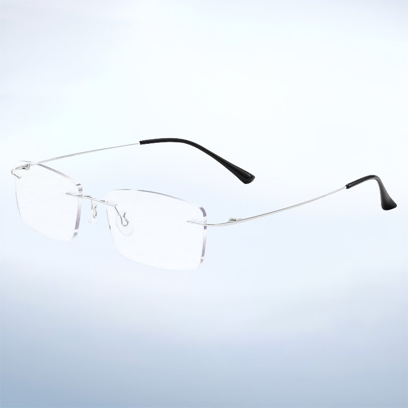 Gafas de lectura sin marco de alta gama con montura de titanio para uso comercial.