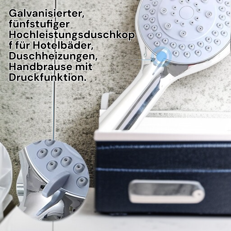 Hotel-Duschbrause, verchromt, mit fünf Modi und starker Wasserdruck