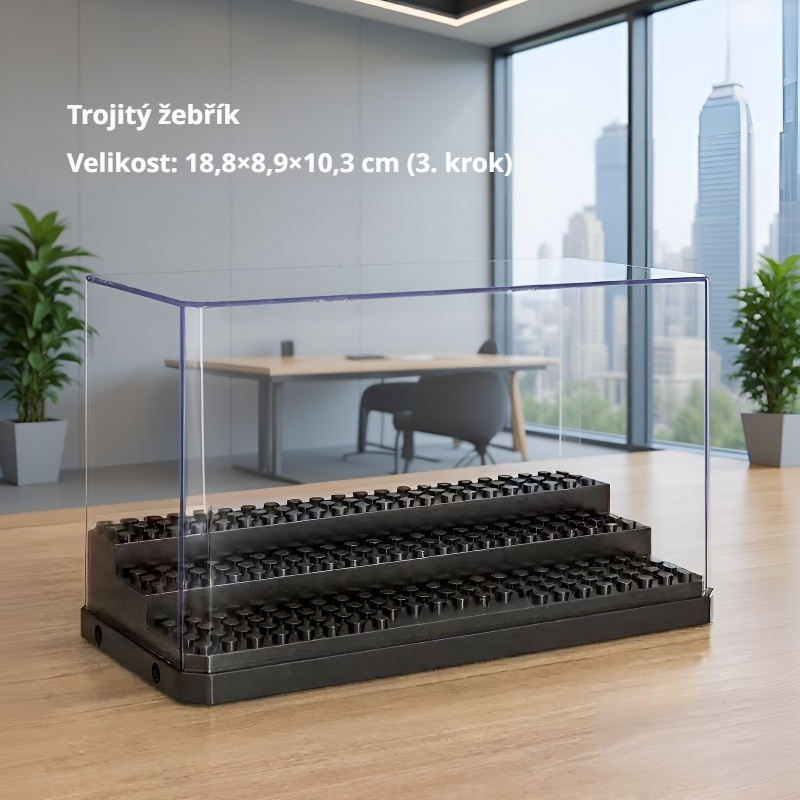 Stavebnice proti prachu, průhledná vitrína na LEGO