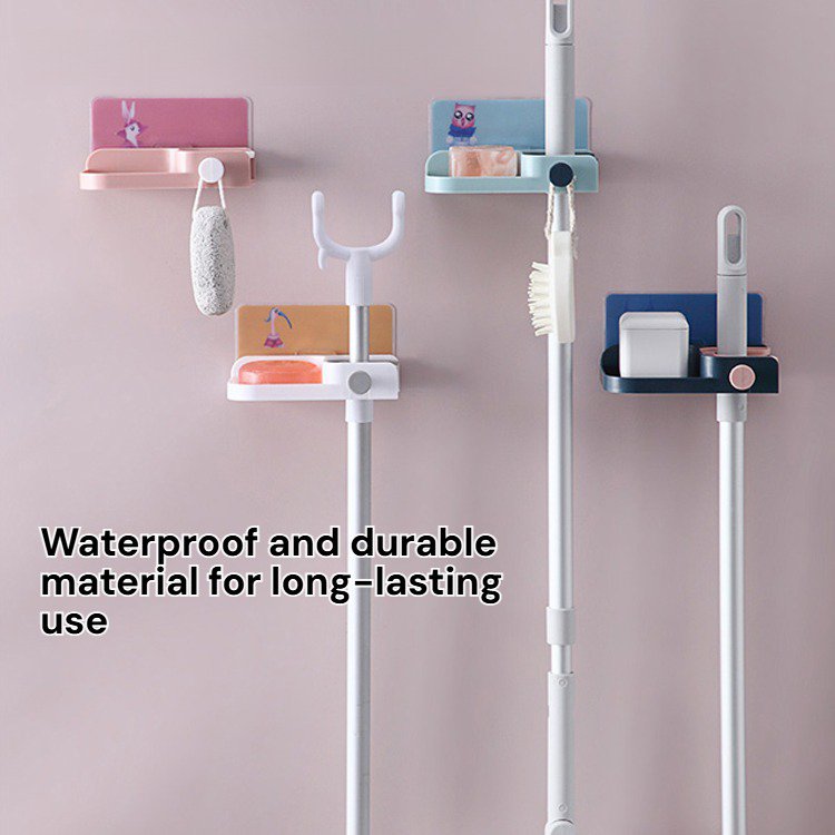 Multifunctional mop holder toilet wall hanging mop hook