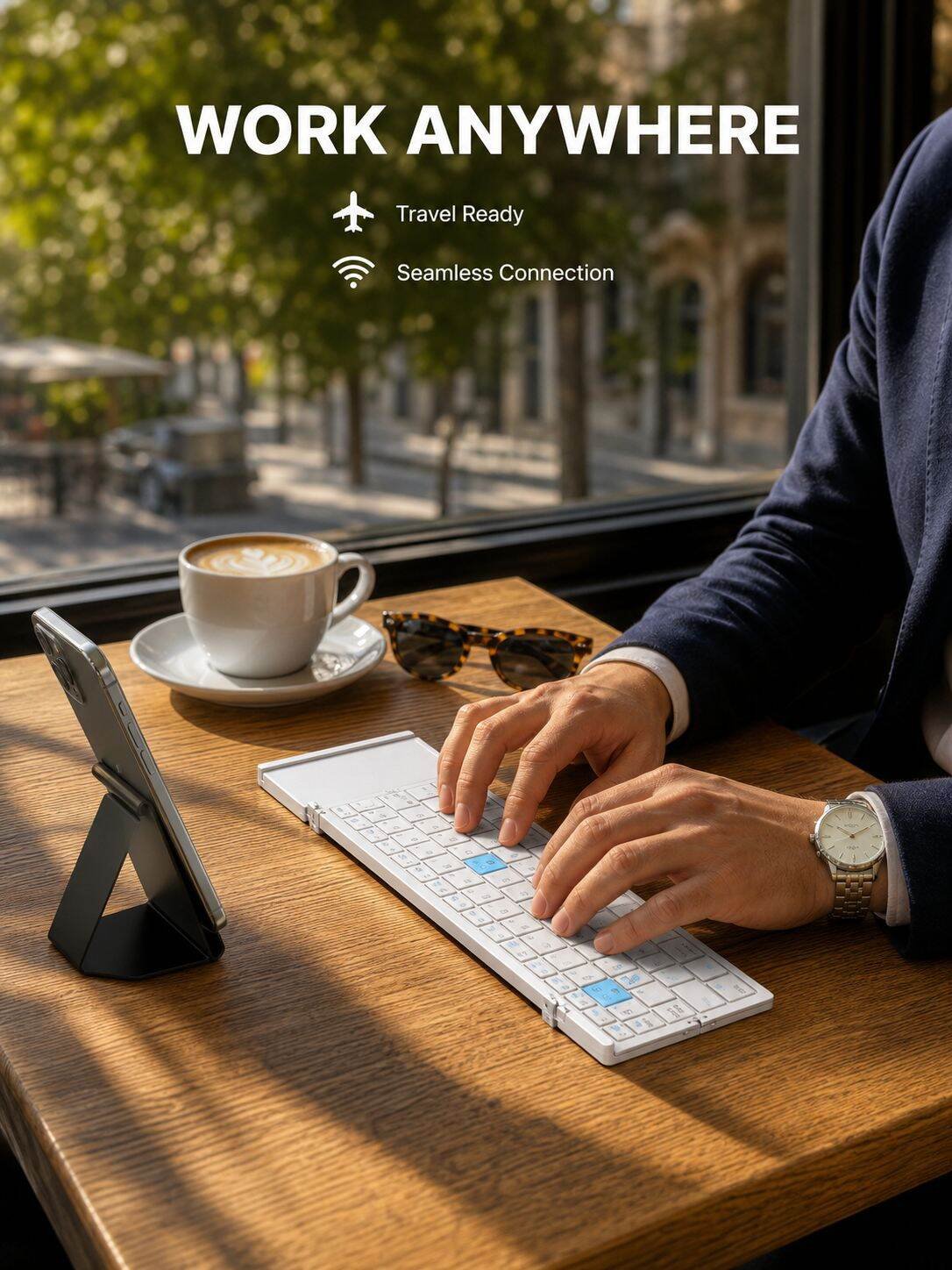 Mobile Phone Tablet Portable Folding Bluetooth Keyboard