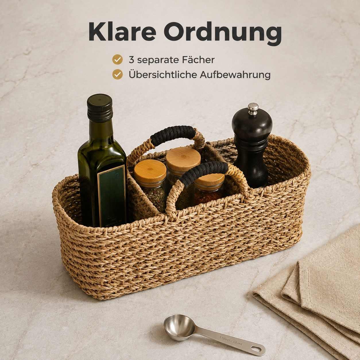 Landhausstil Seegras Geflochtener Geteilter Aufbewahrungskorb