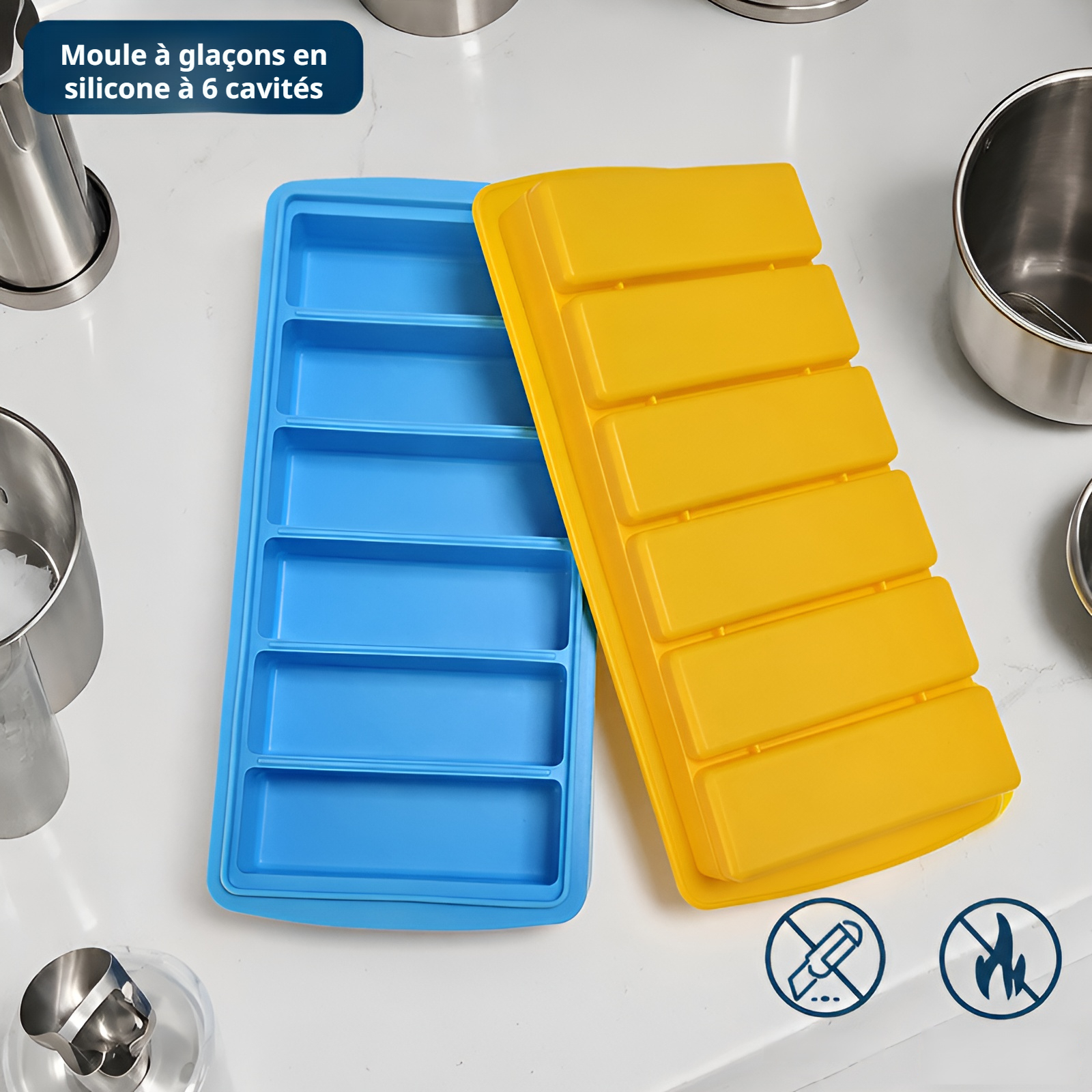 Moule à glaçons longue barre avec couvercle pour usage domestique, congélation rapide