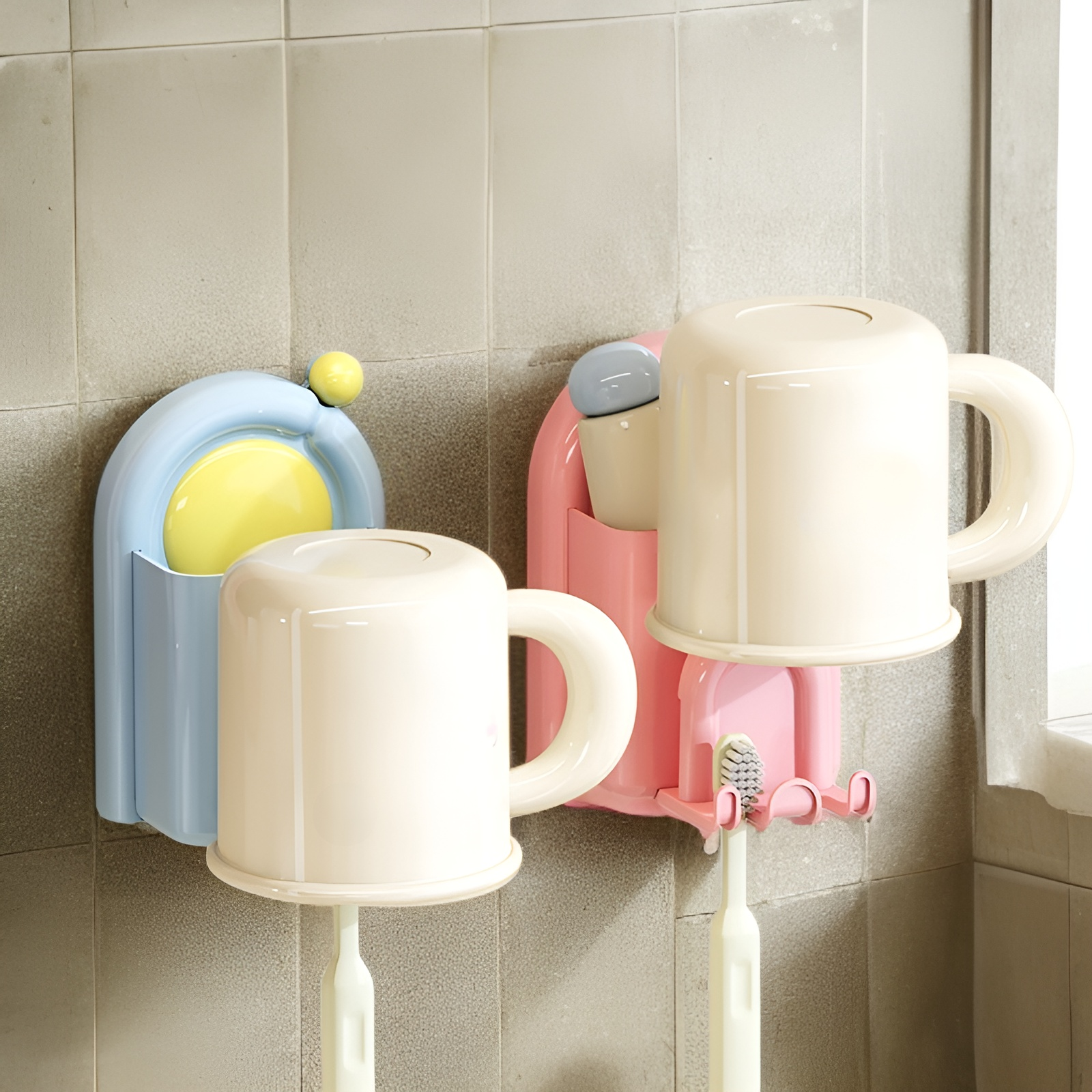 حامل فرشاة أسنان بمشبك شفط مقلوب