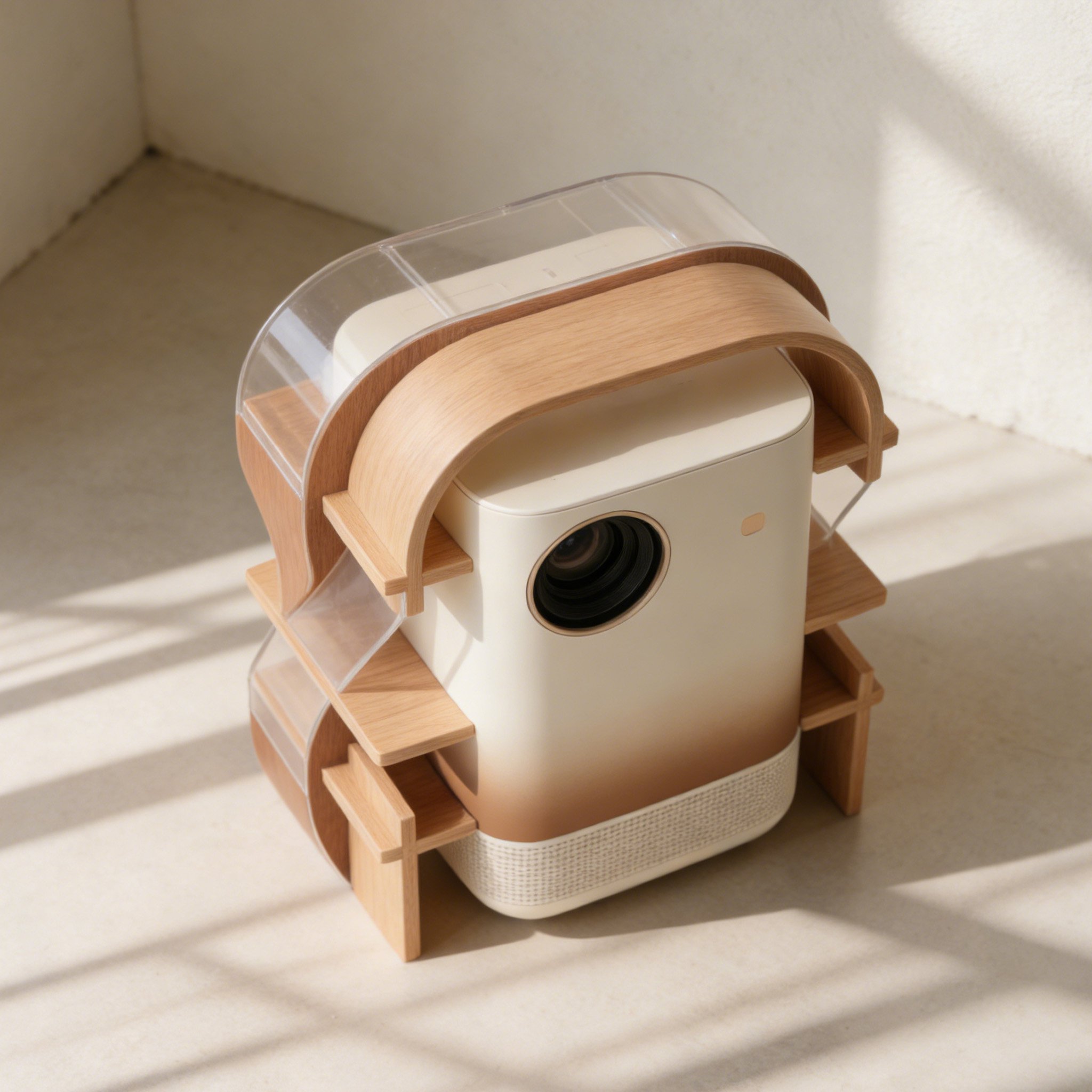 โปรเจคเตอร์พกพากรอบไม้