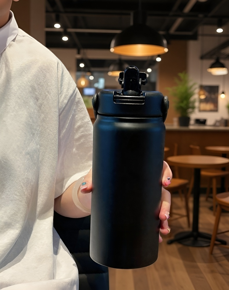 Termo con pajita para bebidas frías y calientes