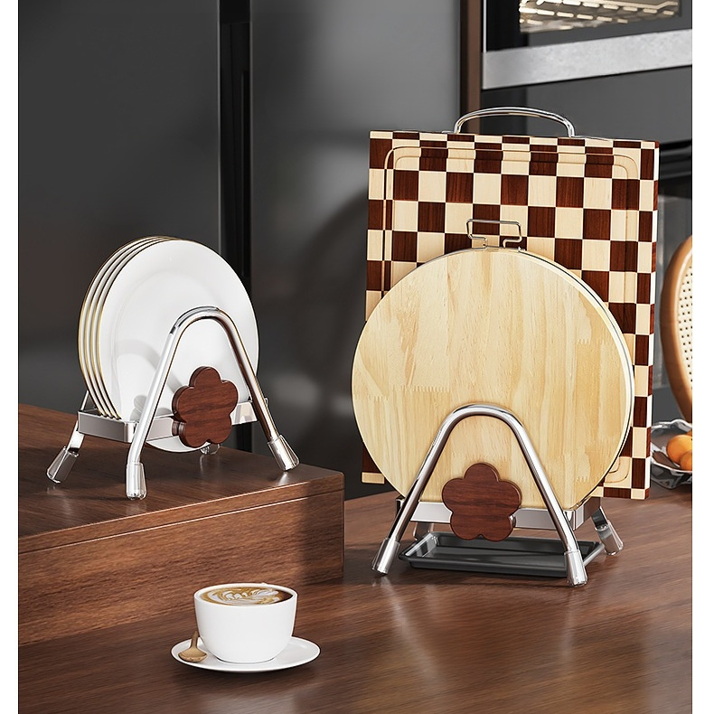 Multi-functional Vintage Style Thick Birch Cutting Board Rack