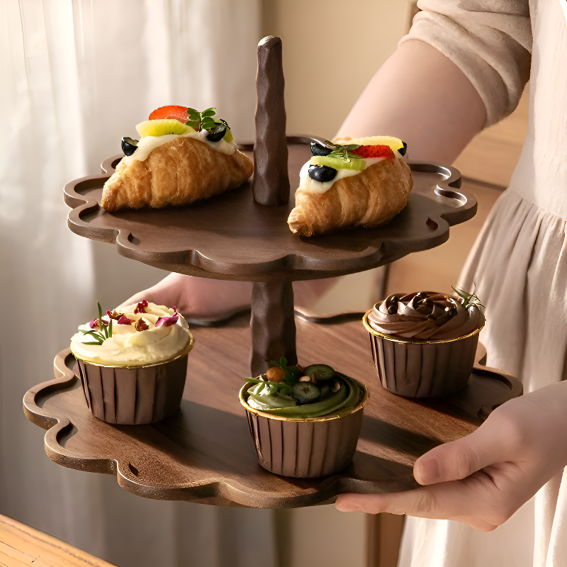 Bandeja de madera multifuncional para frutas y aperitivos en el hogar