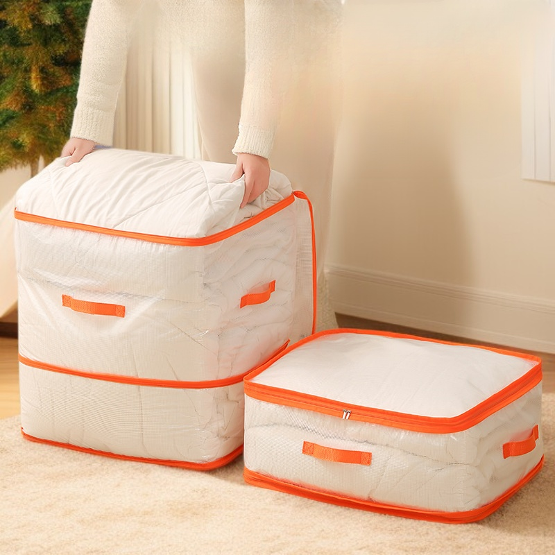 Bolsa de almacenamiento visual transparente, portátil, para ropa, edredones y acolchados