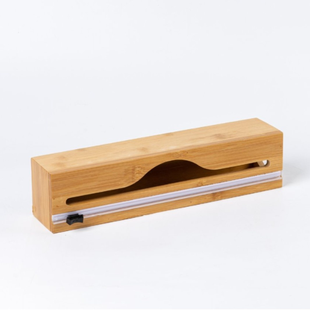 廚房多格保鮮膜分割器竹製收納盒