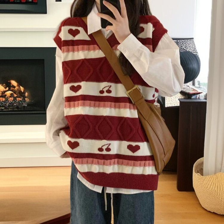 学校制服スタイルのニットセーター