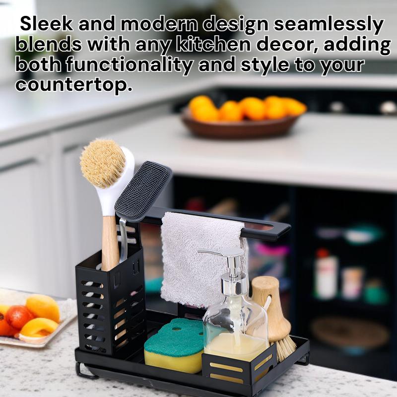 Kitchen No-Punch Storage Shelf Drainer Rack Sponge Dishcloth Towel Holder