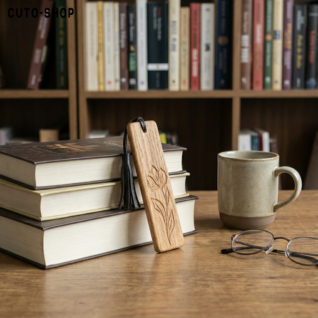 Conjunto de marca páginas de madera ecológica