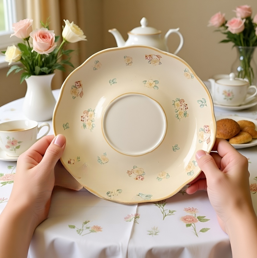 レトロなデザインのフランス陶器製コーヒーカップ