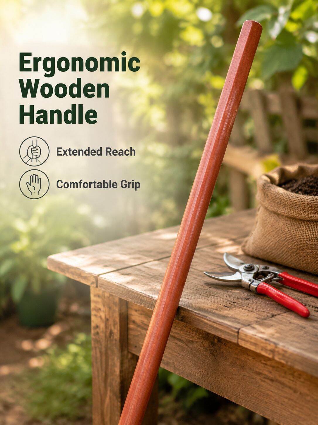 Thickened Manganese Steel Multi-Functional Rake with 1.2m Wooden Handle
