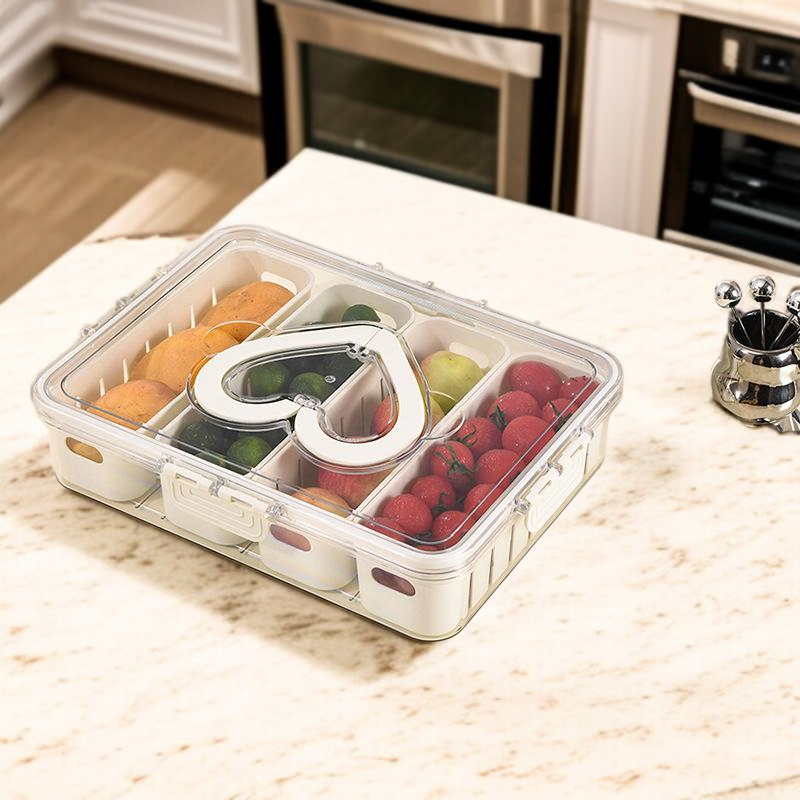 Caja organizadora de ensaladas y especias para refrigerador, hermética y multifuncional