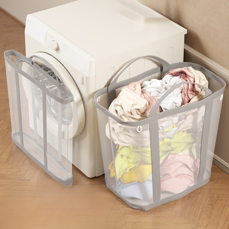 Large capacity foldable storage basket for dirty clothes