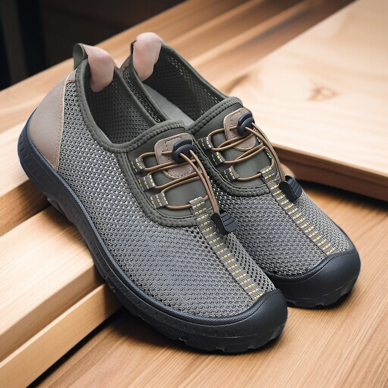 夏の古い北京布靴メンズ中空メッシュ靴通気性中年と高齢者の靴お父さんメッシュ靴ソフト底滑り止め靴カジュアルウォーキングシューズ