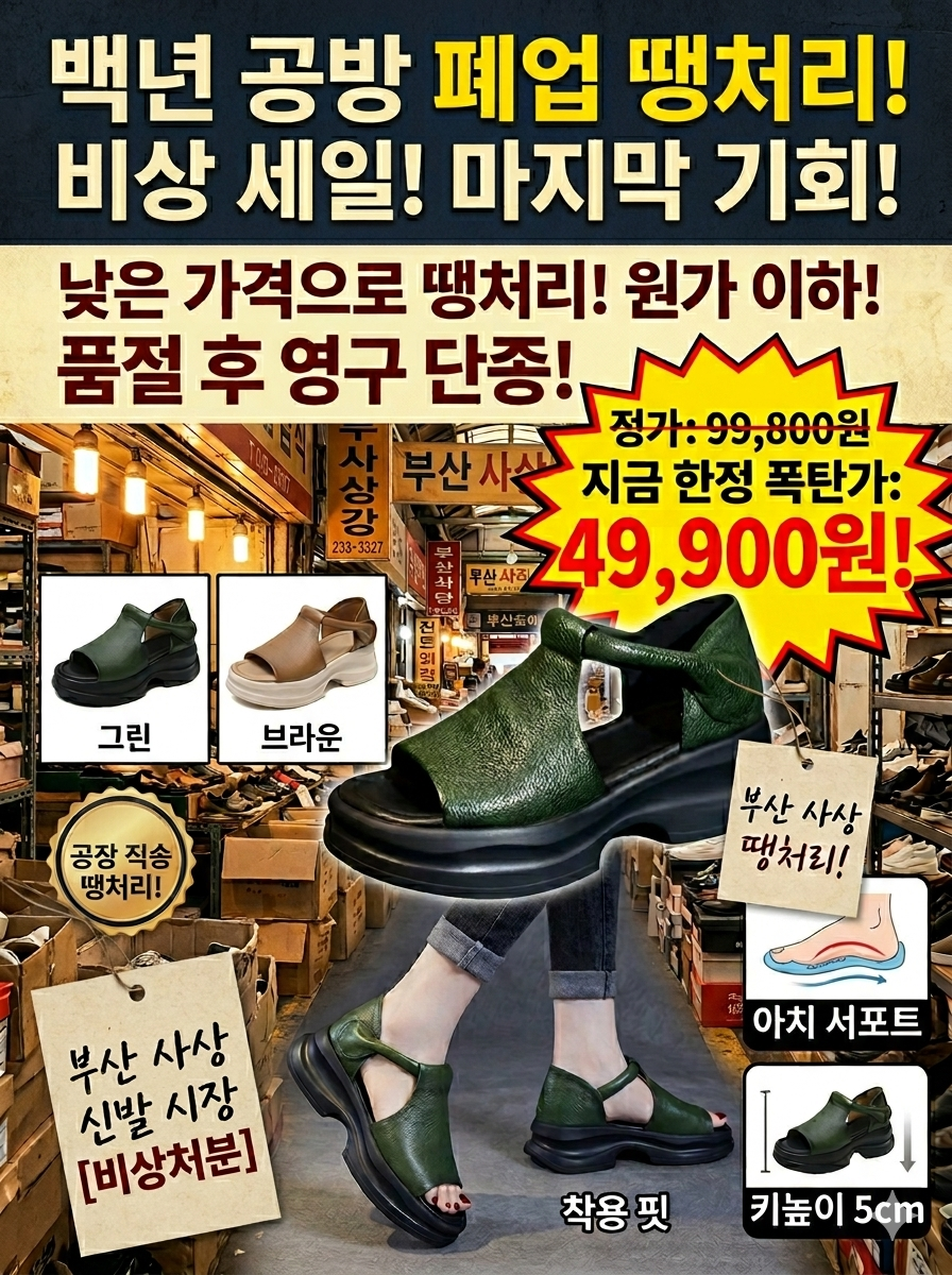 【공장직송!!】플랫폼 웨지 오픈 토 샌들！！