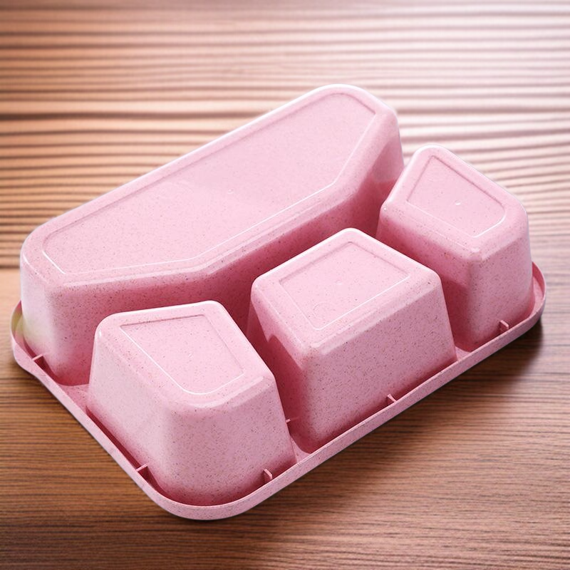 밀짚 사각 분격 도시락