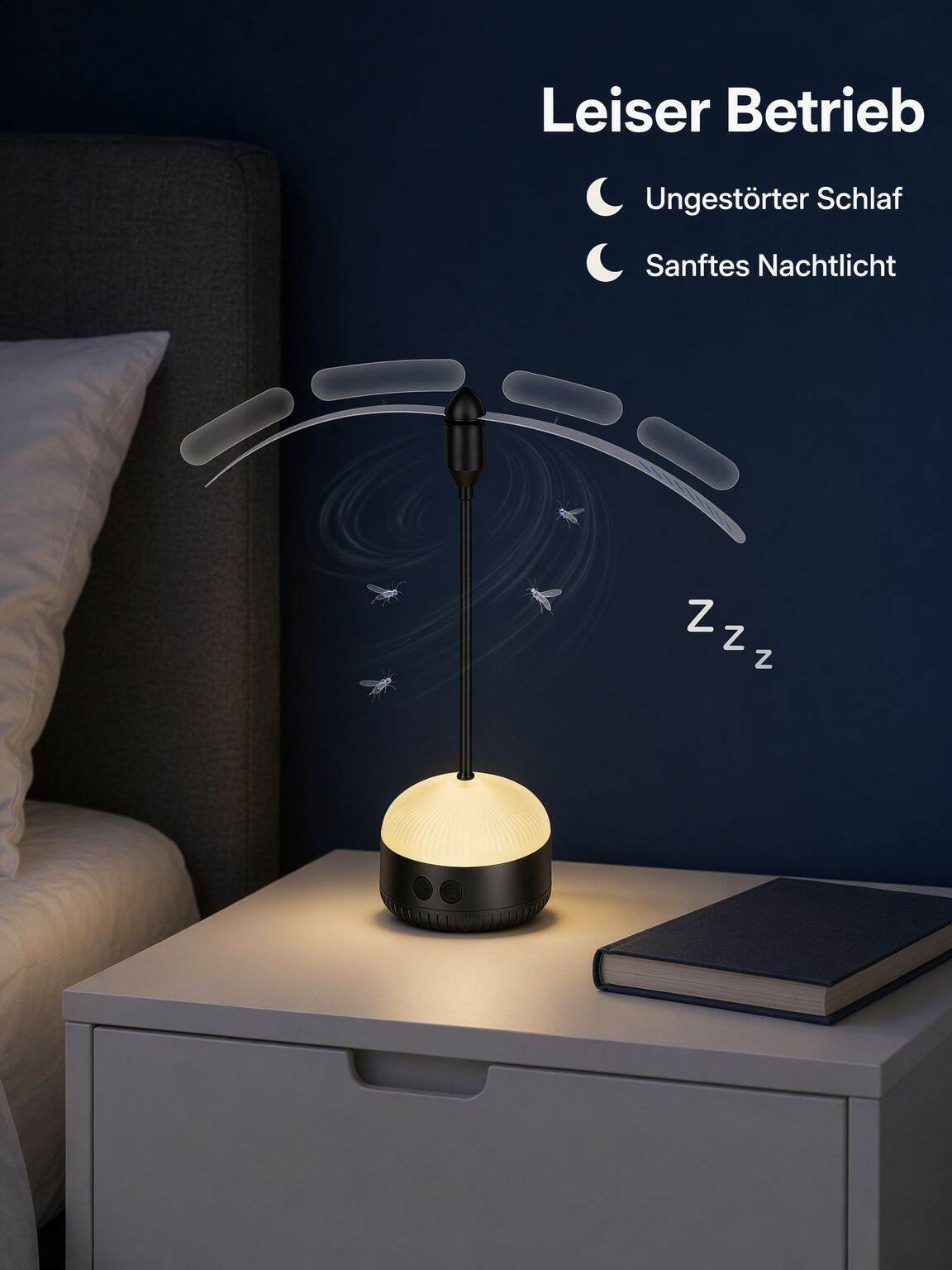 Mückenabweisender Ventilator mit Licht, zum Aufhängen geeignet, multifunktionales, tragbares Nachtli