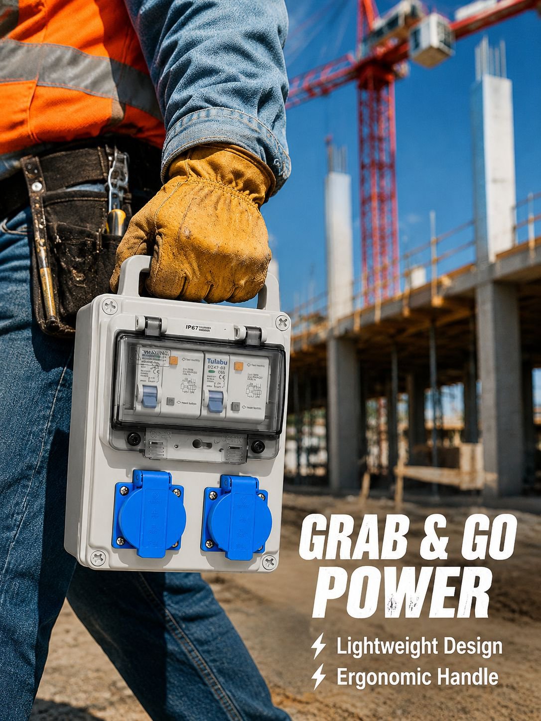Outdoor waterproof portable industrial socket box, mobile plastic distribution box