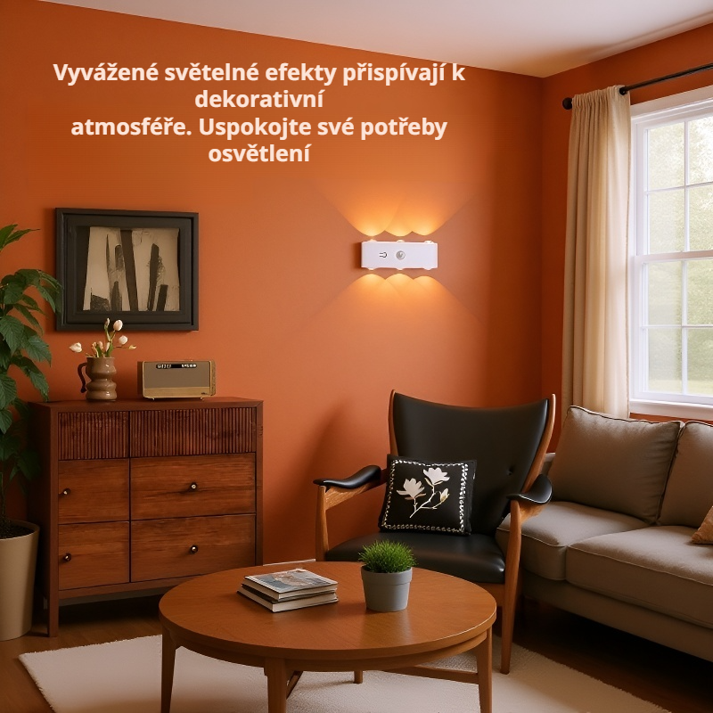 Vnitřní nástěnná lampa s magnetickým uchycením a detekcí pohybu osob