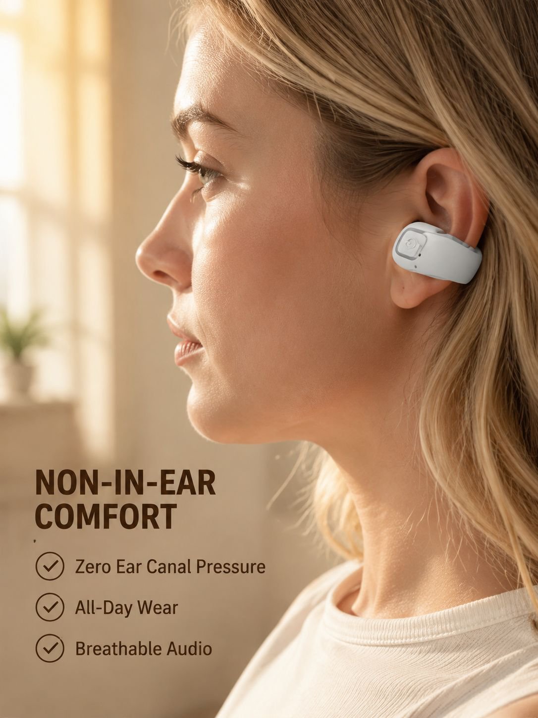 Clip-On Bluetooth Earbuds, Non-In-Ear Comfortable Fit