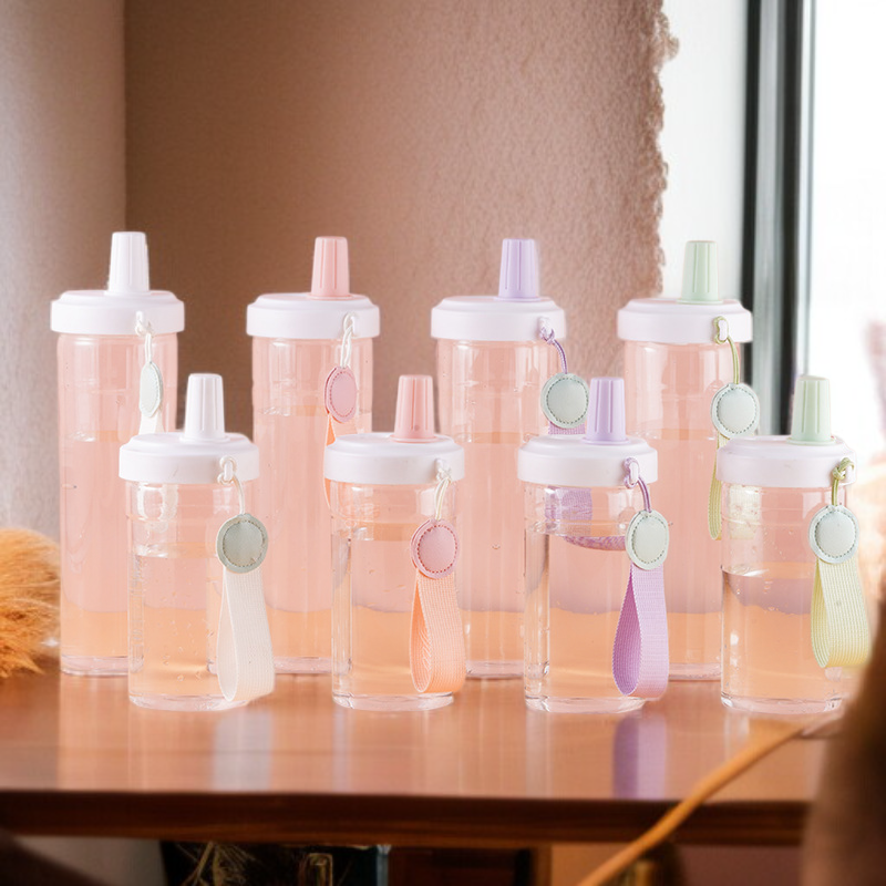 كوب ماء شفاف قابل للحمل بيد للطلاب، عالي الجمال، مناسب للصيف