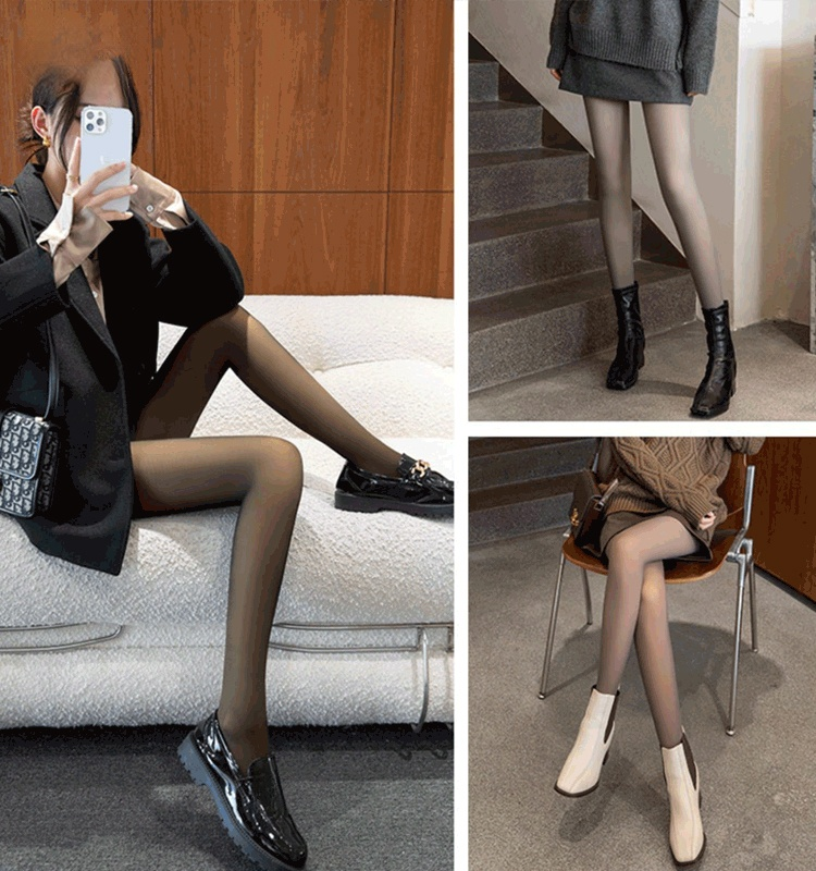 ストッキング風透け感ありの裏起毛タイツ
