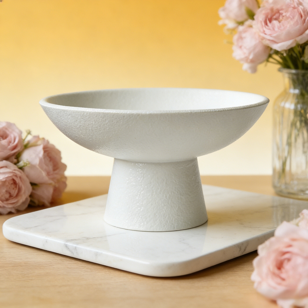 茶點盤陶瓷家用粗陶高腳幹果盤