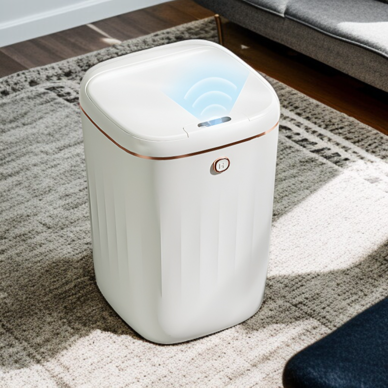 キッチン・トイレ用スマートセンサー付きゴミ箱 ふた付きデザイン