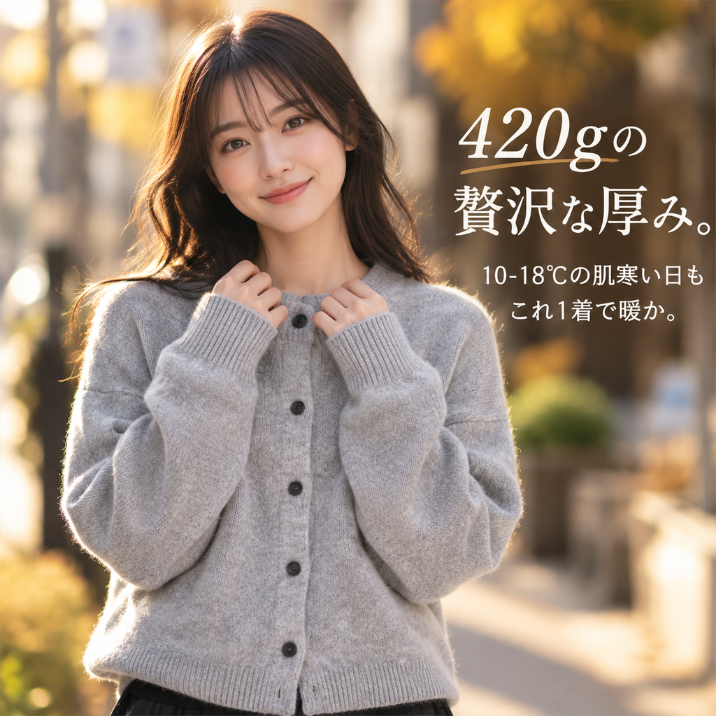 春秋冬カジュアル無地ニットカーディガン