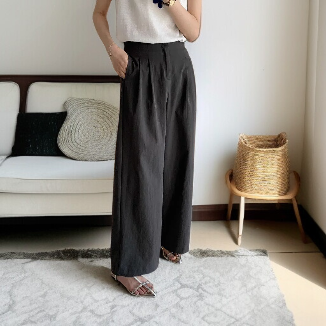 여성 통근 처짐 와이드 팬츠 정장바지 여 슬림 캐주얼 일자 팬츠 와이드 팬츠 여성 캐주얼 처짐 정장바지