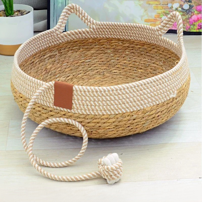 Panier pour chat pratique et amovible tressé