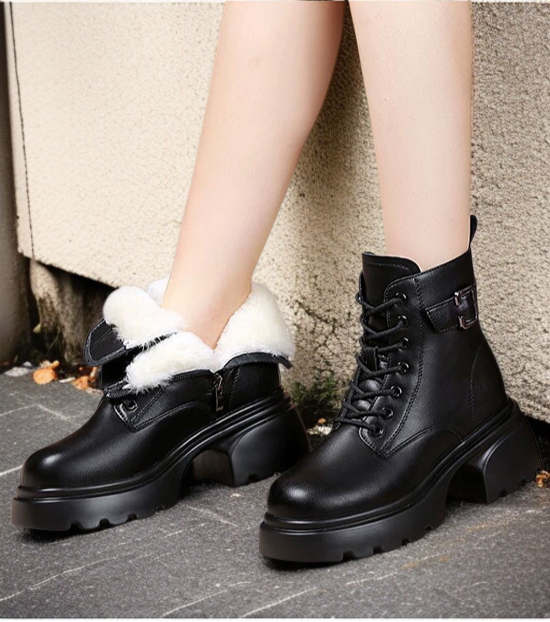 여성용 플랫폼 플리스 안감 영국 스타일 마틴 부츠
