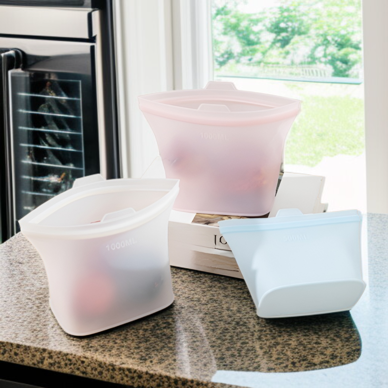 食品グレードのシリコン製食品保存袋 キッチン冷蔵庫用保存袋 半透明冷蔵保存袋 食品保存袋