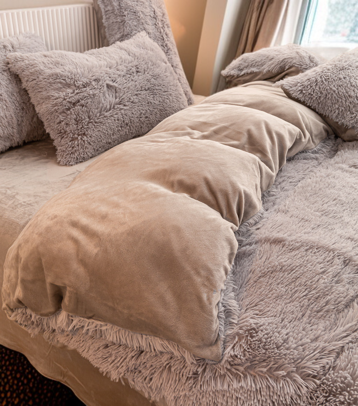 겨울철 보온 밍크 벨벳 침대 4종 세트 전체 이미지