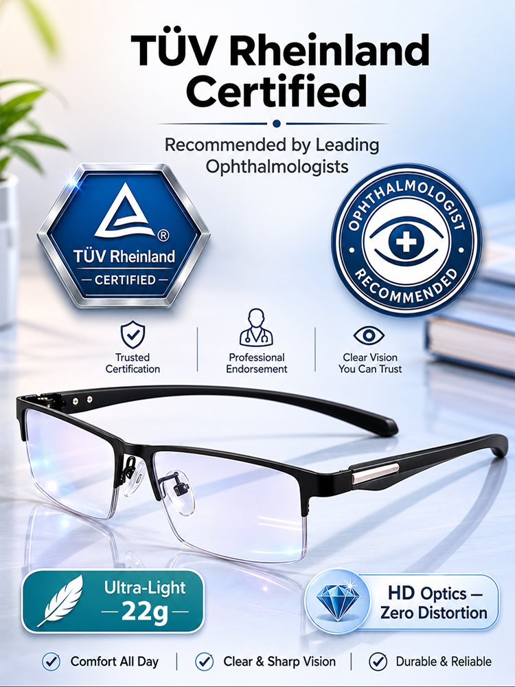 Ultra-light Titanium Alloy Smart Photochromic Half-frame Reading Glasses