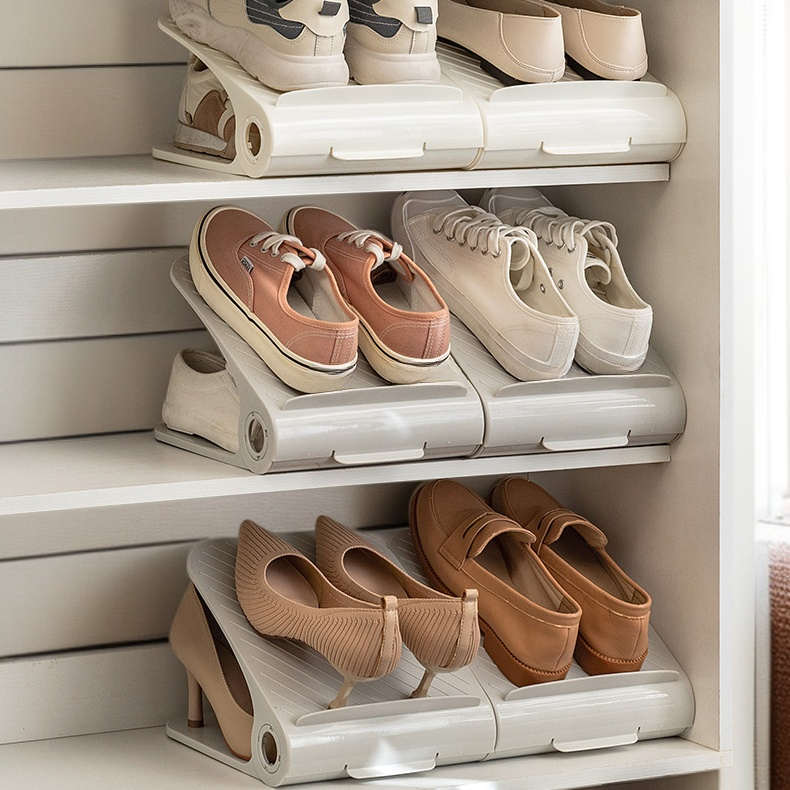 Plastic shoe cabinet organizer with stackable design