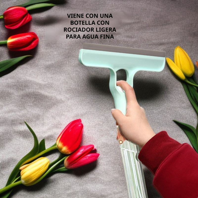 Cepillo limpiador de ventanas con rociador y raspador impermeable