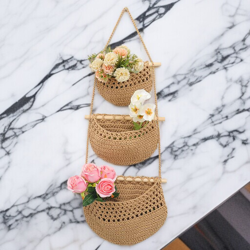 수공 짜임 다층 망태기 수납