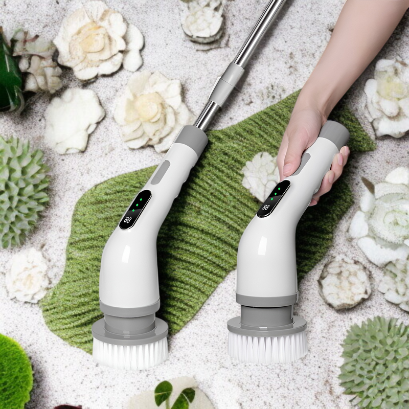 多機能電動クリーニングブラシ 9 ヘッドキッチンバスルームクリーニングワイヤレス充電格納式ハンドヘルドたわし