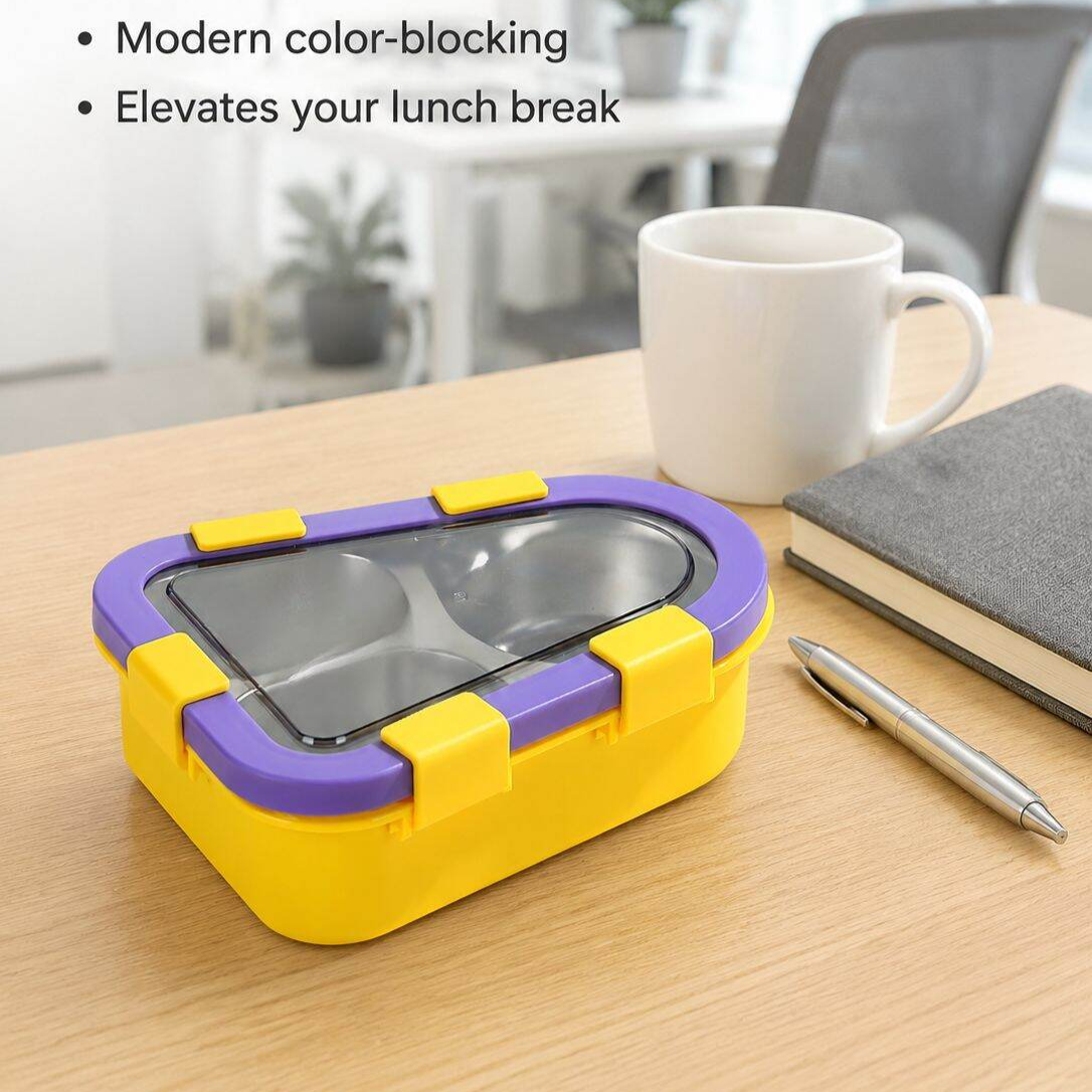 Portable Stainless Steel Insulated Lunch Box with Compartments, Ideal for Meal Prep