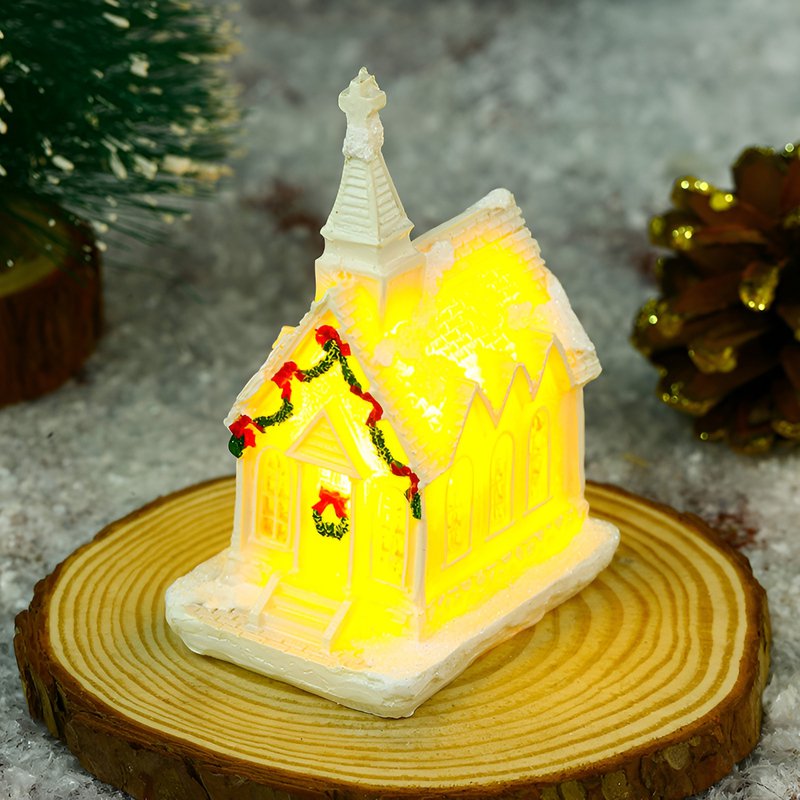  クリスマス飾り 白色発光樹脂製 小型ハウス マイクロ風景 小型装飾品 クリスマスプレゼント