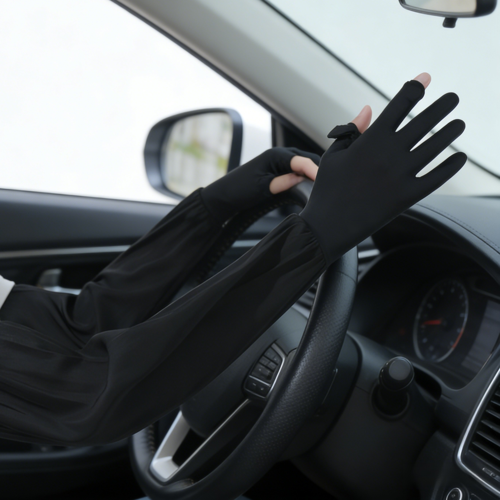 女性運動戶外防曬袖套搭配示範