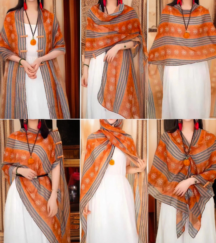 شال حريري بطراز عرقي